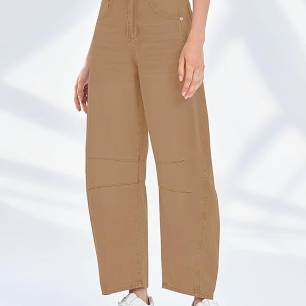 Women's Tan High-Waisted BARREL Jeans